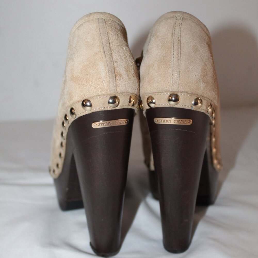 NWOB Jimmy Choo Studded Peep Toe Suede Ankle Booties Urge Pumps Heeled Clogs 40 - Picture 5 of 8